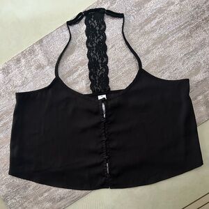 Forever 21 Black Racer Back Crop Top